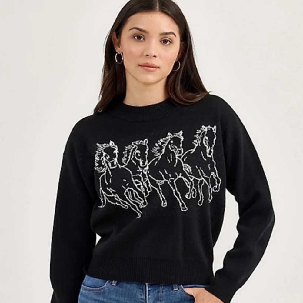 NWT Wrangler Retro Horse Print Sweater sz M